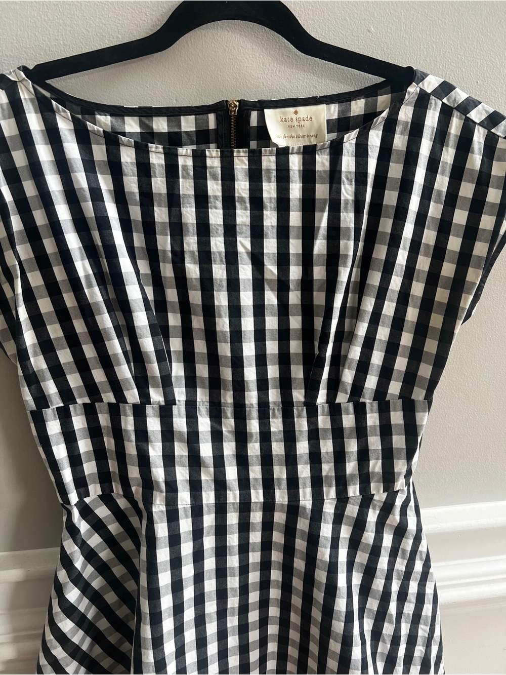 Kate Spade Black White Gingham Check Cotton Dress Size 6 - Picture 2 of 7